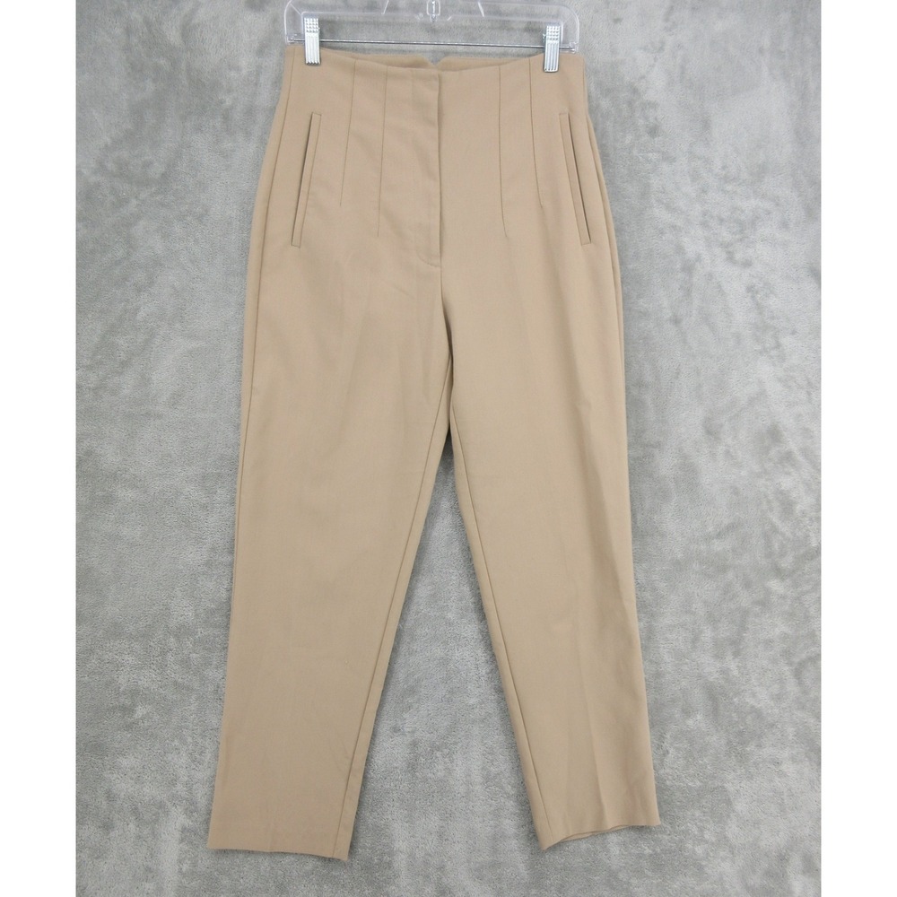 Zara Pants Womens Size M High Waisted Pleated Tapered Leg Minimalist Pockets Zip
